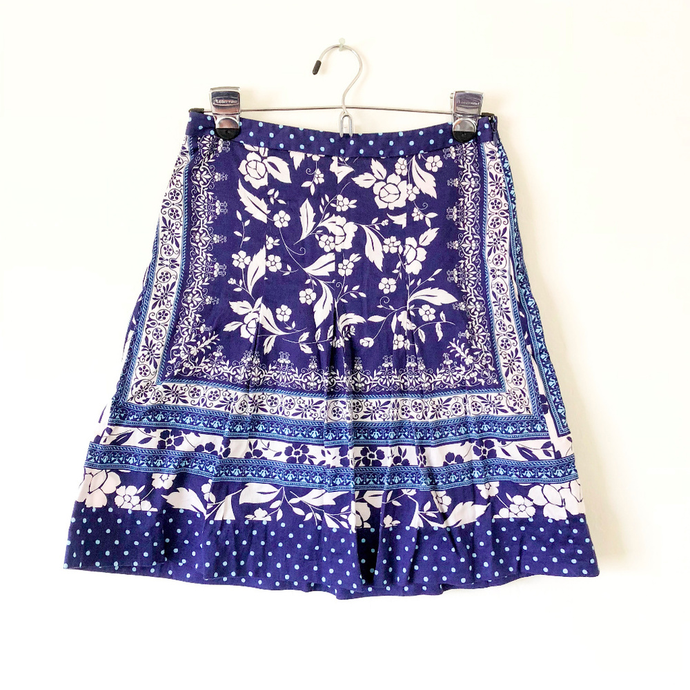Ann Taylor LOFT Blue Printed Skirt 00P